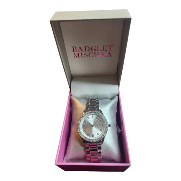 Badgley Mischka NIB Crystal Accented Silver Tone Watch - Picture 1 of 6